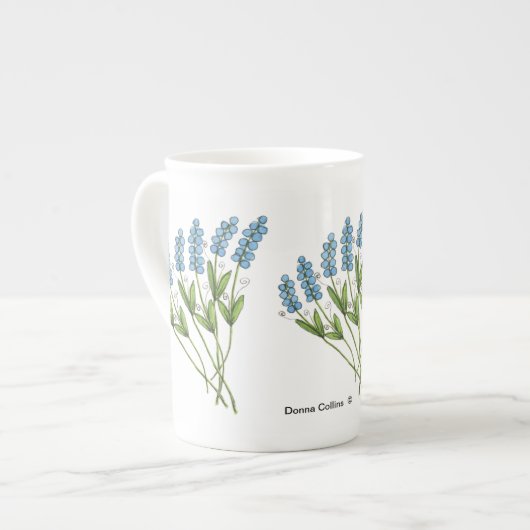 Blauwe Buds Bone china Mok (Links)