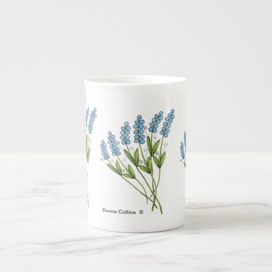 Blauwe Buds Bone china Mok (Voorkant)