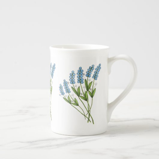 Blauwe Buds Bone china Mok (Rechts)