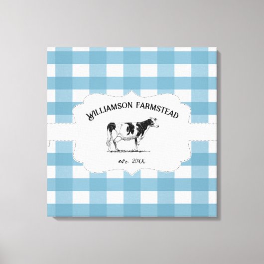 Blauwe Buffalo Boerderij Koe Canvas afdrukken (Voorkant)