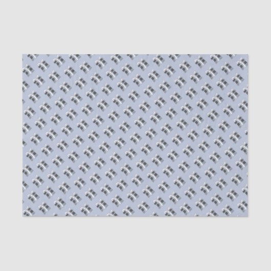 Blauwe Buffalo Pset Cadeauillustratie op blauw Tissuepapier (Voorkant)