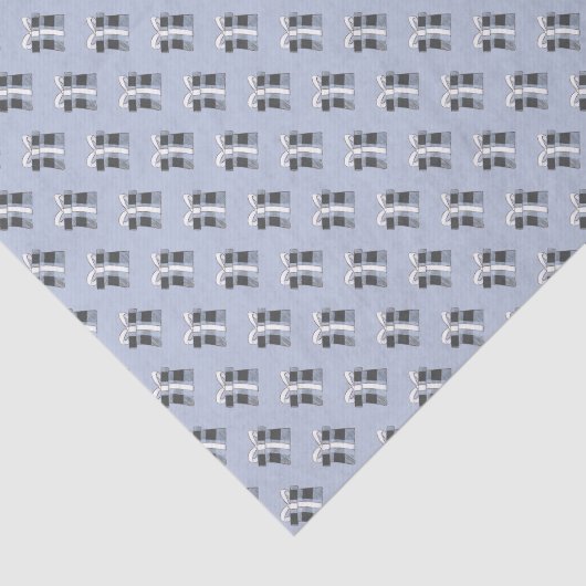 Blauwe Buffalo Pset Cadeauillustratie op blauw Tissuepapier (Detail)