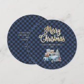 Blauwe Buffalo Pset Snow Truck-kerstkaarten Feestdagenkaart (Voorkant / Achterkant)