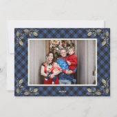 Blauwe  Buffalo-speldenfotokerstkaarten Feestdagenkaart (Achterkant)