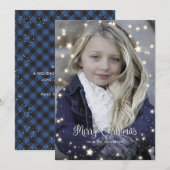 Blauwe Buffalo-speldenstaarten met kerstkaarten Feestdagenkaart (Voorkant / Achterkant)