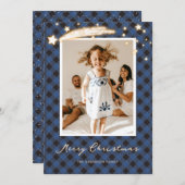 Blauwe Buffalo-speldenstaarten met kerstkaarten Feestdagenkaart (Voorkant / Achterkant)