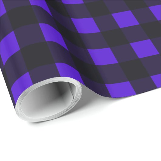 Blauwe Buffel Groot geruite Cadeaupapier (Rol Hoek)