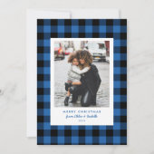 Blauwe buffel kerstfoto feestdagenkaart (Voorkant)