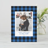 Blauwe buffel kerstfoto feestdagenkaart (Staand voorkant)