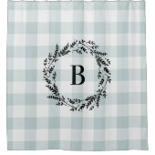 Blauwe buffelcontrole monogram | Boerderij badkame Douchegordijn (Voorkant)