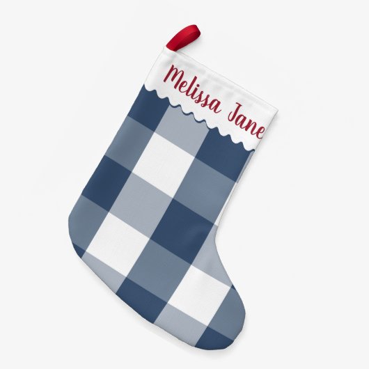 Blauwe buffelcontrole monogram kleine kerstsok (Voorkant (Hangend))