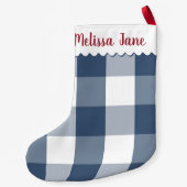 Blauwe buffelcontrole monogram kleine kerstsok (Achterkant)