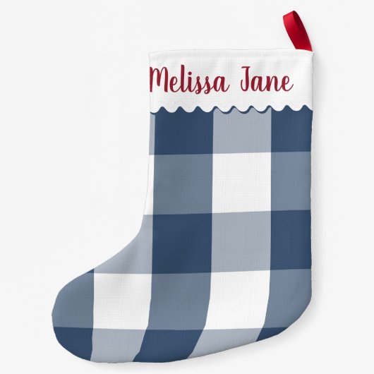 Blauwe buffelcontrole monogram kleine kerstsok (Achterkant)