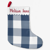 Blauwe buffelcontrole monogram kleine kerstsok (Voorkant)