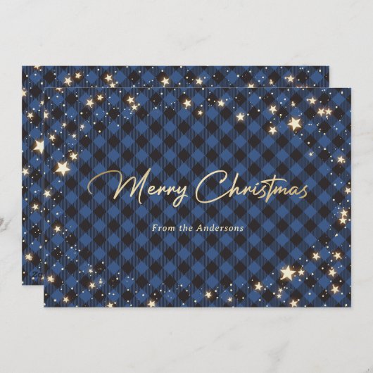 Blauwe buffels kerstkaarten feestdagenkaart (Voorkant / Achterkant)