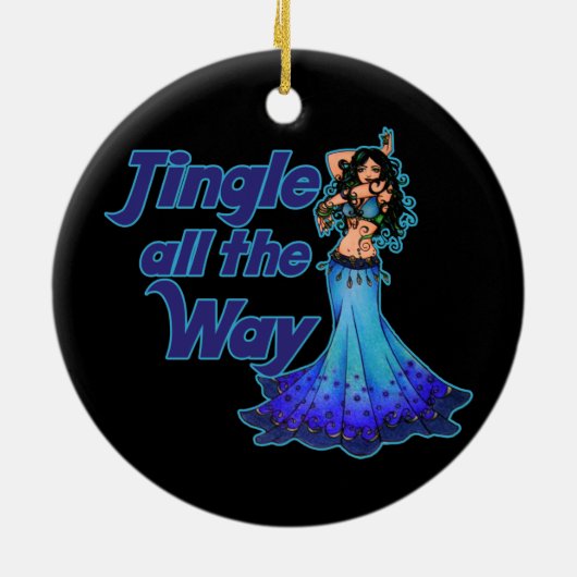 Blauwe buikdanseres keramisch ornament (Achterkant)