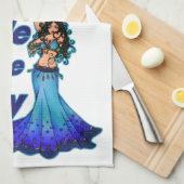 Blauwe buikdanseres theedoek (Quarter Fold)