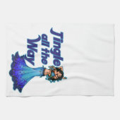 Blauwe buikdanseres theedoek (Horizontaal)