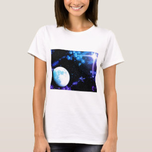 Blauwe buitenruimte t-shirt