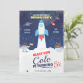 Blauwe Buitenruimte Verjaardag, Astronaut Verjaard Kaart (Staand voorkant)