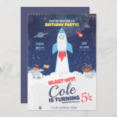 Blauwe Buitenruimte Verjaardag, Astronaut Verjaard Kaart (Voorkant / Achterkant)