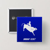 Blauwe bull Rider Vierkante Button 5,1 Cm (Voorkant /achterkant)