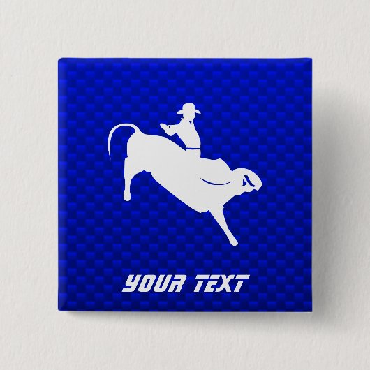 Blauwe bull Rider Vierkante Button 5,1 Cm (Voorkant)