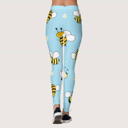 Blauwe Bumblebees Floral gepatterd | LEGGINGS (Achterkant)