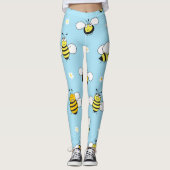 Blauwe Bumblebees Floral gepatterd | LEGGINGS (Voorkant)