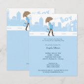 Blauwe bundel Baby shower uitnodiging (Voorkant / Achterkant)