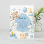 Blauwe Bundel Vreugde: Baby Jongen Douche Bedankkaart (Staand voorkant)