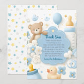 Blauwe Bundel Vreugde: Baby Jongen Douche Bedankkaart (Voorkant / Achterkant)