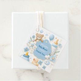 Blauwe Bundel Vreugde: Teddy Bear Baby Jongen Douc Bedankjes Labels