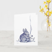 Blauwe Bunny beterschap kaart (Gele Bloem)