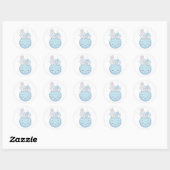 Blauwe Bunny die over een maan gaat Ronde Sticker (Vel)