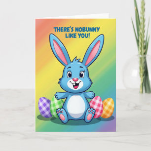 Blauwe Bunny Happy Day Kaart