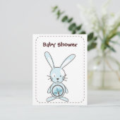 Blauwe Bunny Organic Planet Invitations Kaart (Staand voorkant)