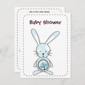Blauwe Bunny Organic Planet Invitations Kaart (Voorkant / Achterkant)