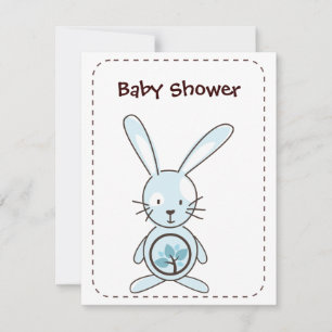 Blauwe Bunny Organic Planet Invitations Kaart