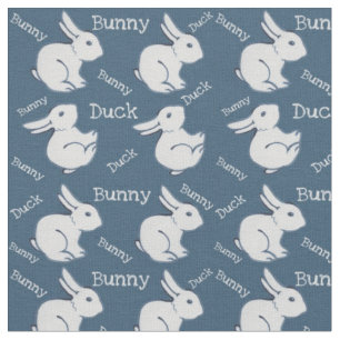 Blauwe Bunny Rabbit Duck Illusion Child's Neursery Stof
