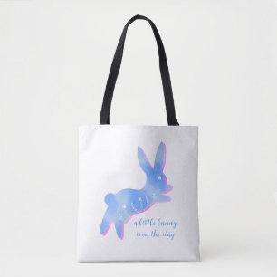 Blauwe Bunny Silhouette Schattig Aangepaste Jongen Tote Bag