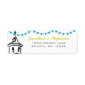 Blauwe Bunting die naar het Adres van de Terugkeer Etiket (Voorkant)