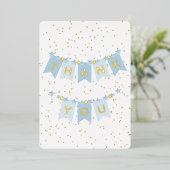 Blauwe Bunting Flags Gold Folie Dank u kaart (Staand Voorkant)