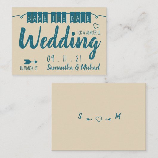 Blauwe Bunting, sparen de Datum Informatiekaartje (Voorkant / Achterkant)