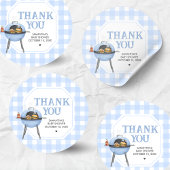 Blauwe Burger BBQ Baby Shower Ronde Sticker