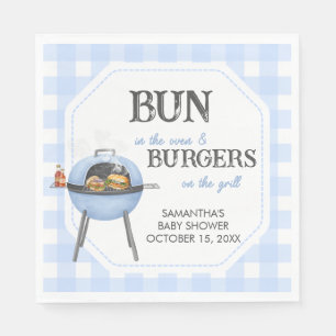 Blauwe Burger BBQ Baby Shower Servet