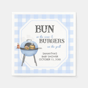Blauwe Burger BBQ Baby Shower Servet