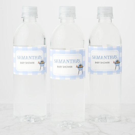 Blauwe Burger BBQ Baby Shower Waterfles Etiket (Flessen)