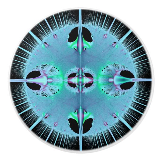 Blauwe Burst Fractal Lade en Kabinetknop Keramische Knop (Voorkant)