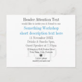 Blauwe Business Workshop Party Invitation sjabloon (Achterkant)